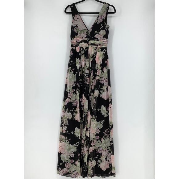 NEW! Dessy Collection Size 4 Floral Maxi Dress w/ Front Slit $273 msrp J3-11 - Picture 4 of 11